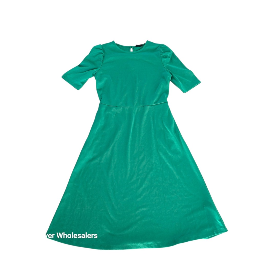Who What Wear Green Midi Dress Puff Sleeve Keyhole Casual Party